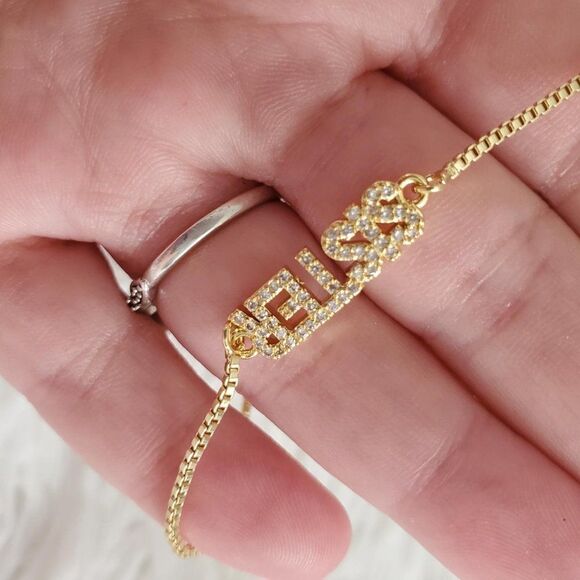 Gold or Silver Rhinestone Sister Slider Bracelet - Picture 5 of 15